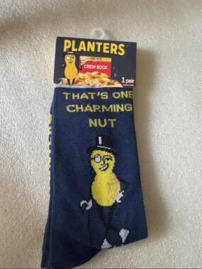 Planters Men’s Navy ‘That’s One Charming Nut’ Crew Socks